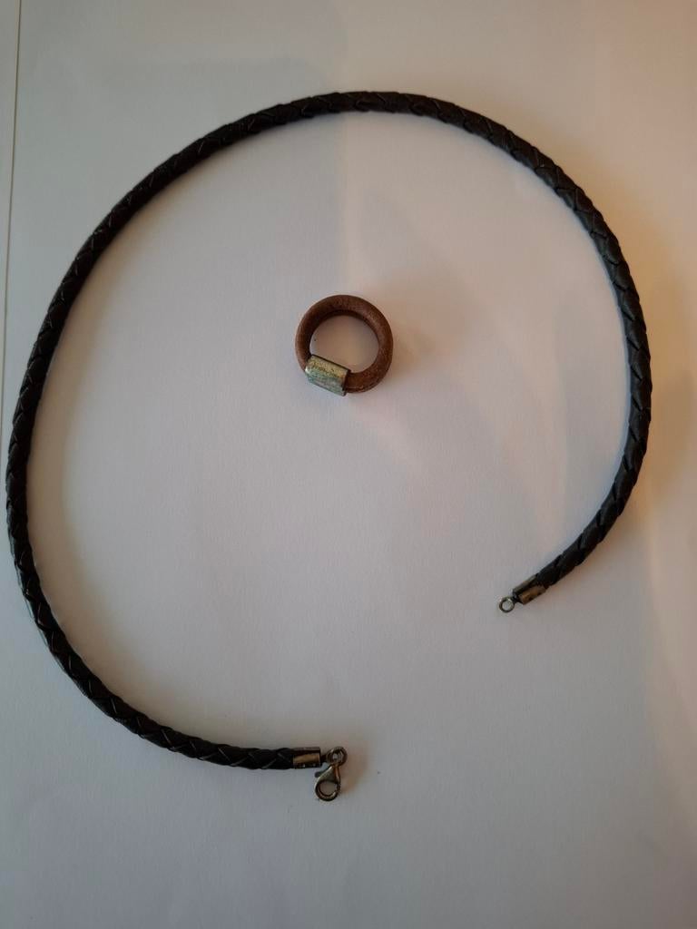 Collier de cuir 46cm, Bijoux, Sacs & Beauté, Enlèvement ou Envoi, Utilisé, Argent, Argent