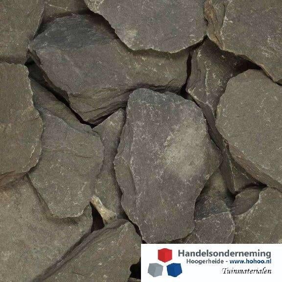 Canadian slate breuksteen zwart rotsen deco tuin vijver korf, Tuin en Terras, Verzenden, Zwart, Nieuw, Kei