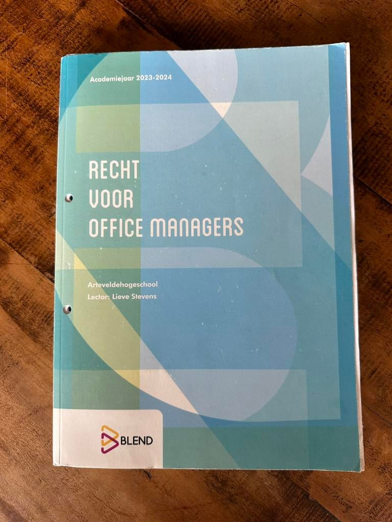 Recht voor office managers 2023-2024, Ophalen of Verzenden, Gelezen, Hogeschool, Lieve Stevens