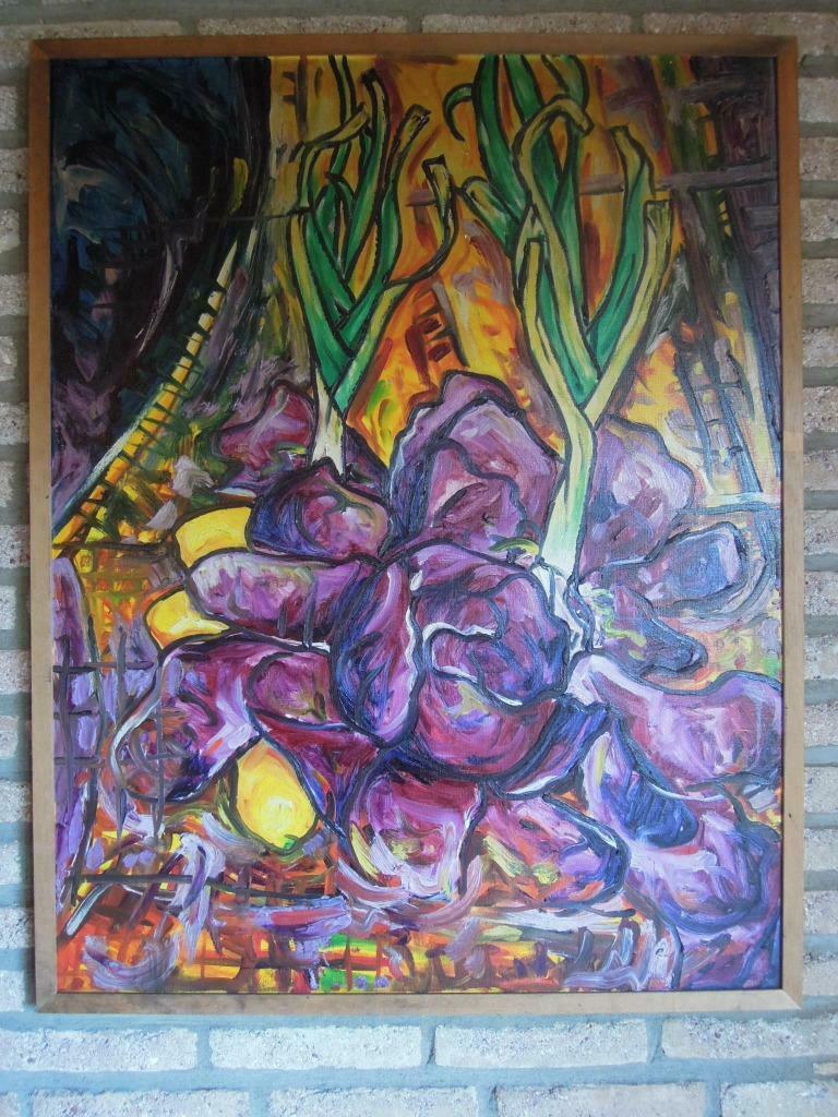AyDe un choux-fleur et deux poireaux schilderij huile sur to, Enlèvement