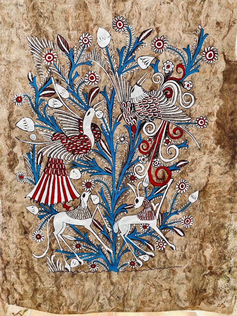 Parchemin ,dessins gouache :décor maison, Enlèvement ou Envoi, Comme neuf, Autres types