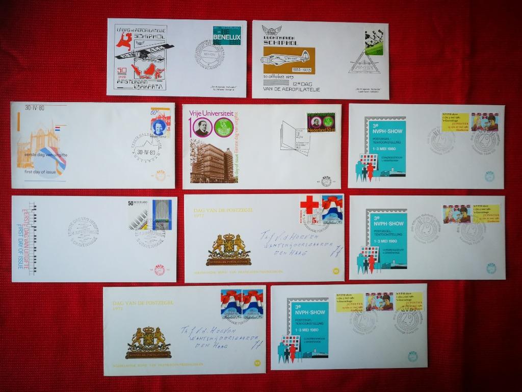 10 FDC’s Nederland periode 1972-1985, Ophalen of Verzenden, Na 1940, Gestempeld