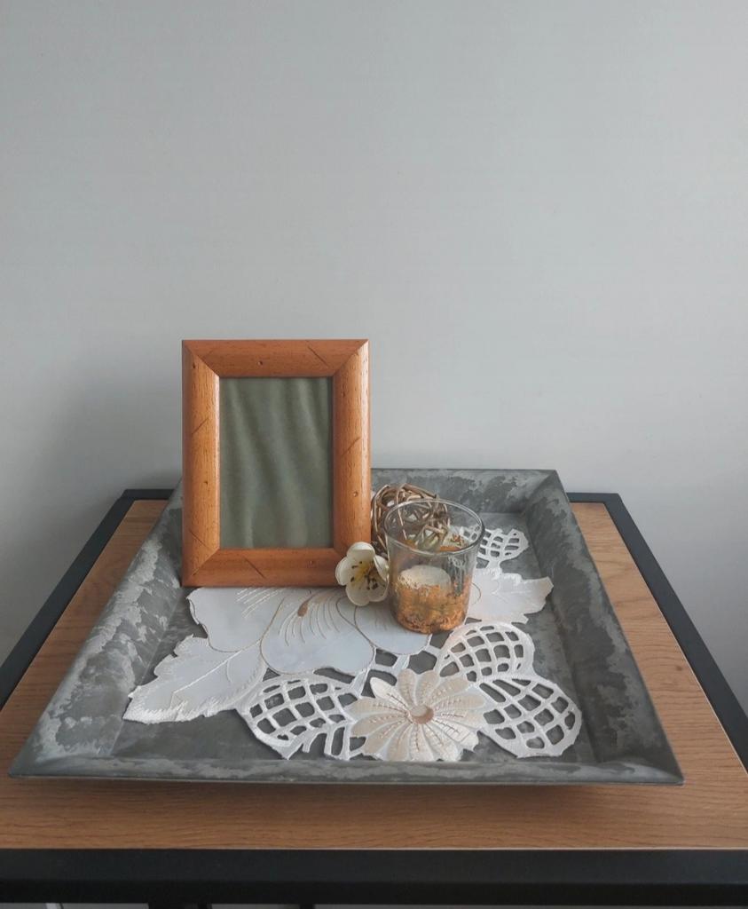 Plateau met decoratie, Ophalen of Verzenden, Gebruikt, Vierkant, Overige materialen