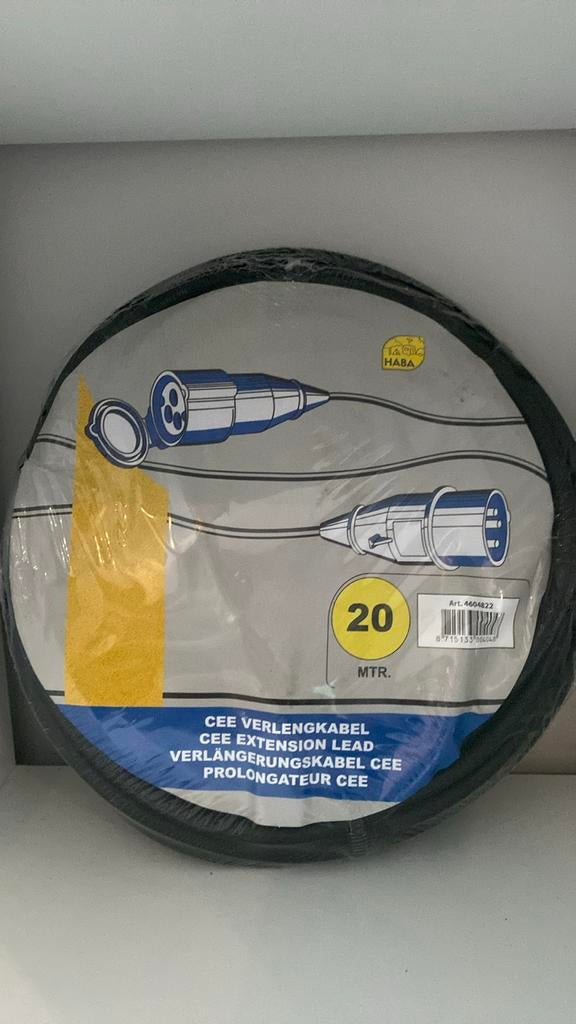 CEE verlengkabel 20 meter, Doe-het-zelf en Bouw, Ophalen, Nieuw