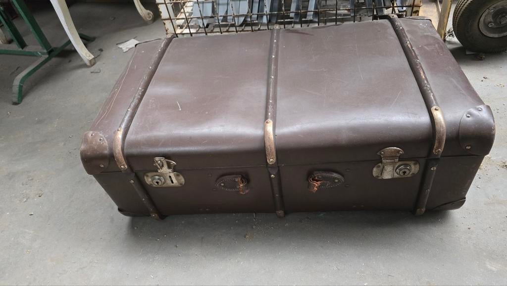Vintage retro grote koffer valies zolder vondst bruin, Ophalen, Gebruikt