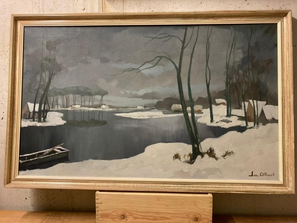 Schilderij Winterlandschap Jacques Allaert (1900-1975), Ophalen of Verzenden