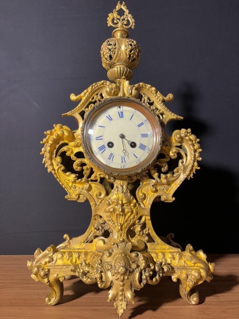 (50) Antieke Franse Bronzen Regency Stijl Pendule ca.1880, Antiek en Kunst, Antiek | Klokken, Ophalen of Verzenden
