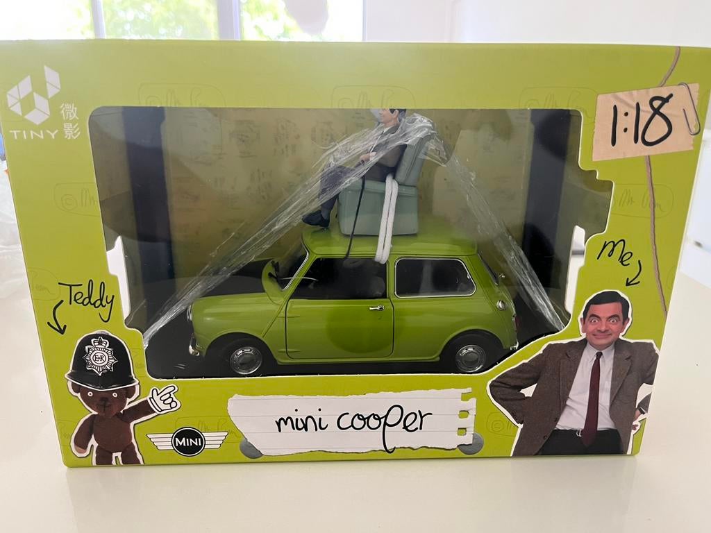 Mini Cooper Mr Bean 1:18 rare, Enlèvement ou Envoi, Neuf, Voiture, Autres marques