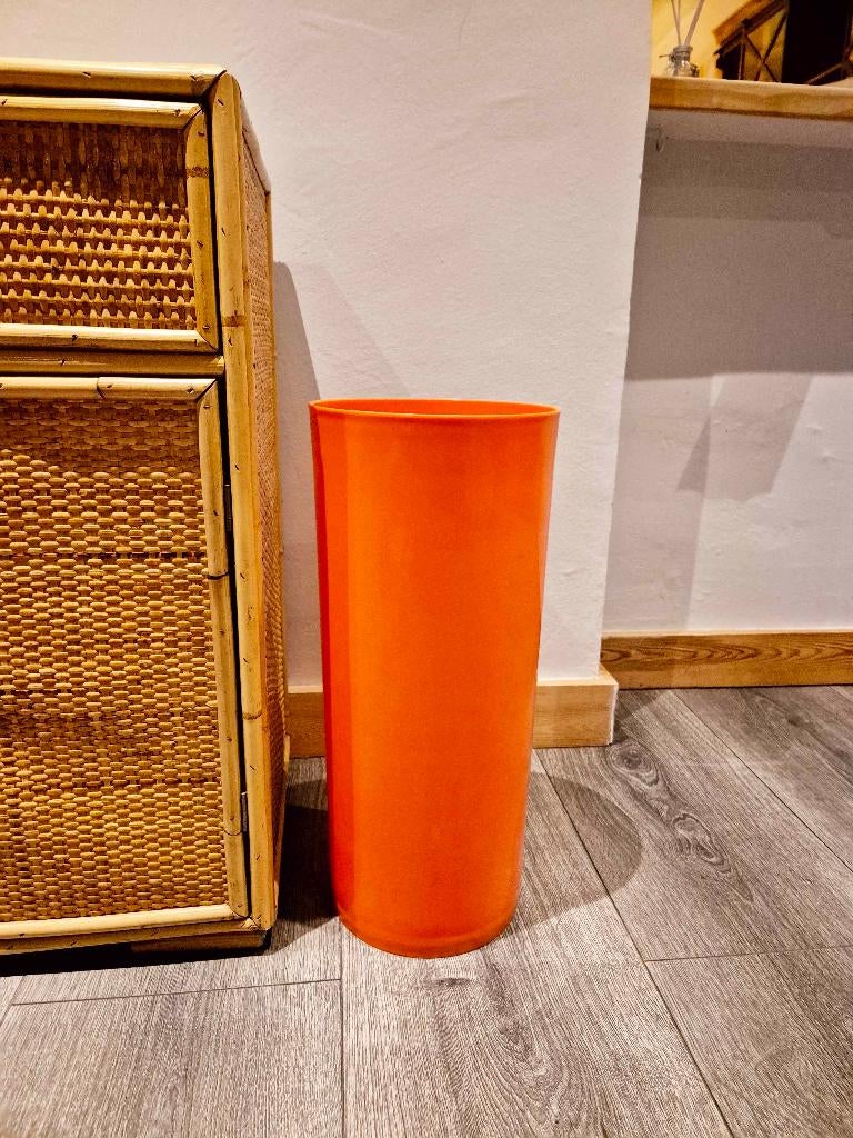 Vintage oranje paraplubak, Huis en Inrichting, Woonaccessoires | Paraplubakken, Ophalen, Zo goed als nieuw, Kunststof