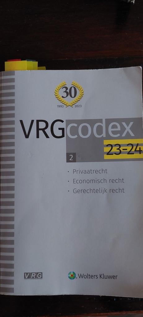 VRG Codex 2023-2024 2 privaat, economisch, gerechtelijk rech, Ophalen of Verzenden, Zo goed als nieuw