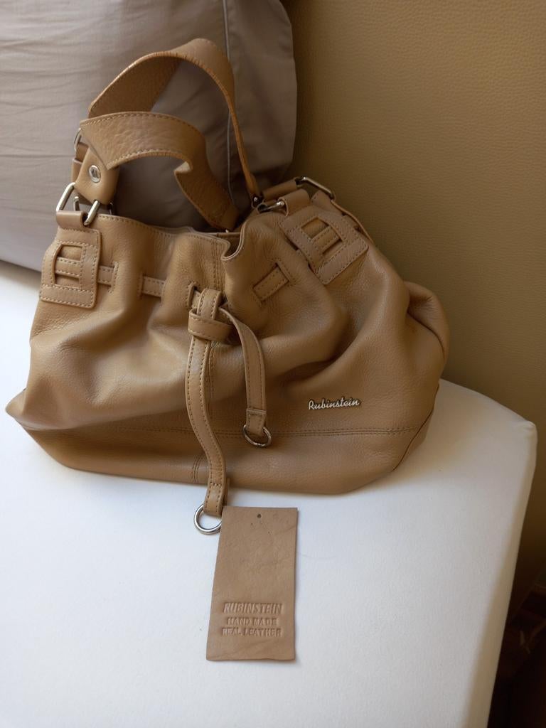 Lederen handtas Rubinstein, Bijoux, Sacs & Beauté, Sacs | Sacs Femme, Enlèvement ou Envoi, Utilisé, Beige, Sac à main