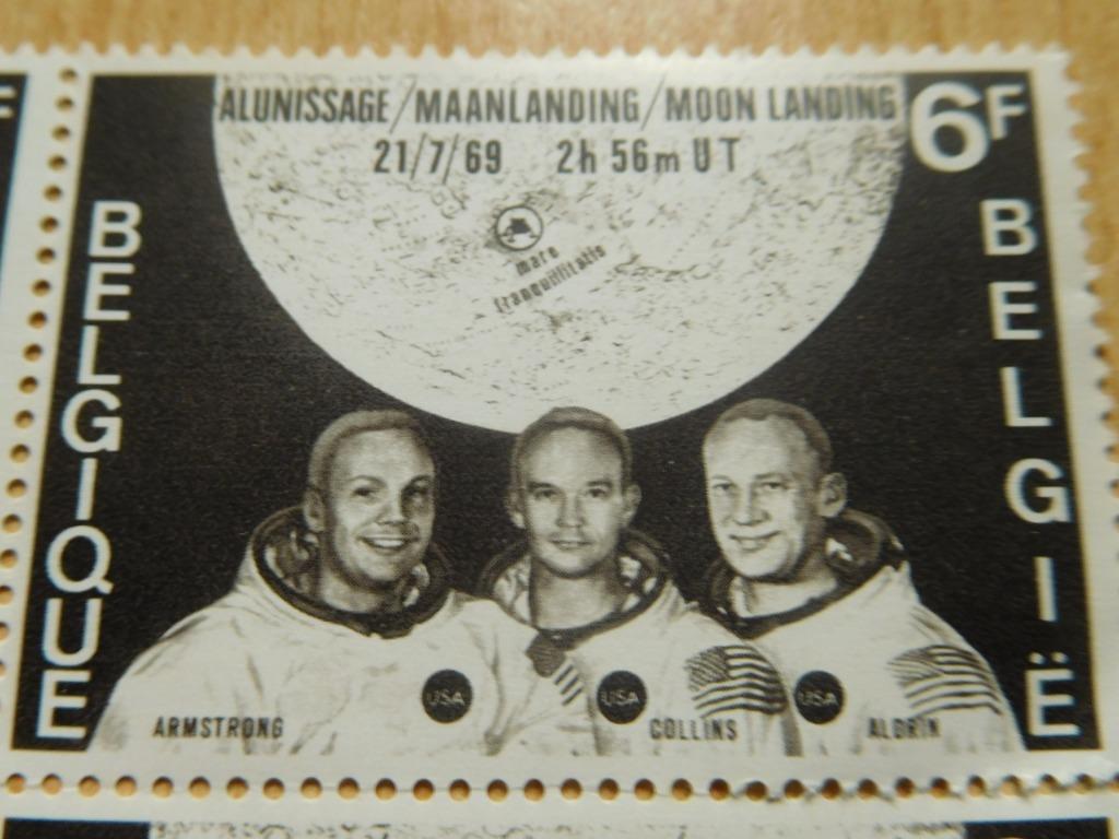 Eerste stap van de mens op de maan, Belgische postzegel NIET, Postzegels en Munten, Ophalen of Verzenden, Postfris, Gestempeld