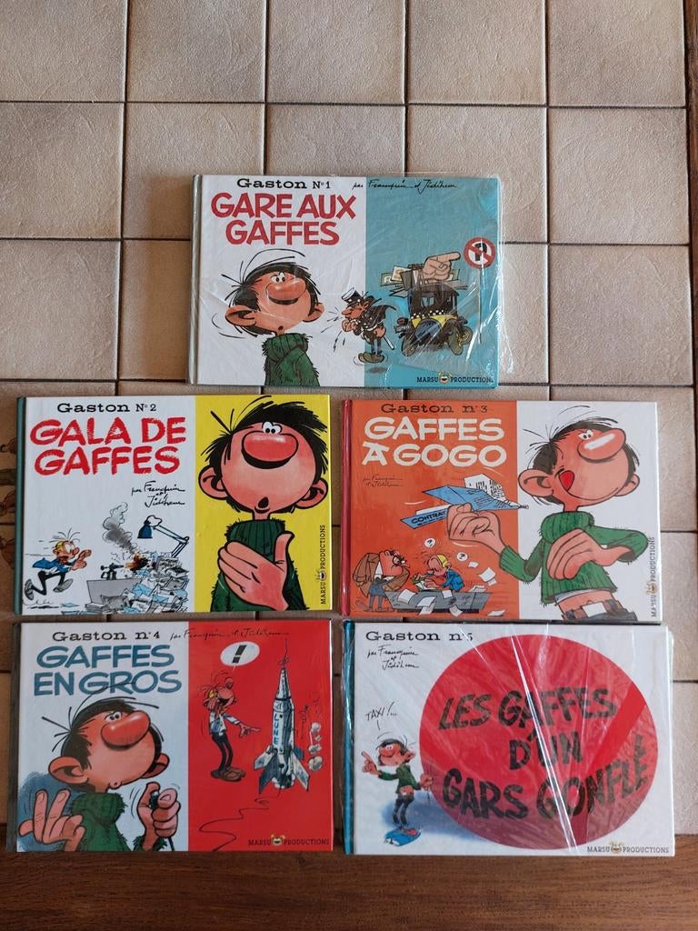 GASTON LAGAFFE série complète des 5 premiers albums neufs, Livres, Enlèvement ou Envoi