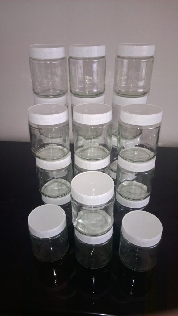 25 Bokalen met kunststof schroefdeksel, Ophalen of Verzenden, Nieuw, Glas, Pot, Bus of Blik