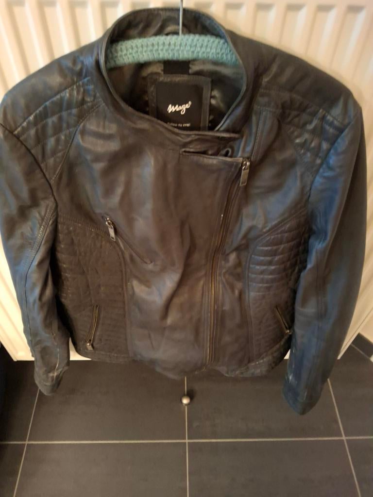 Lederen vestje (donker grijs -zwart), Ophalen, Zwart