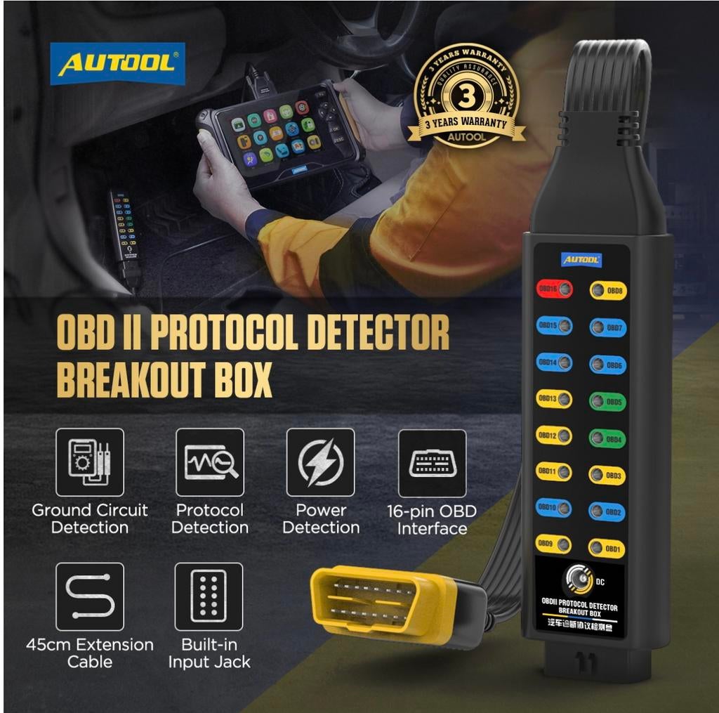 AUTOOL OBD2 Protocol Detector Breakout Box Diagnostic, Ophalen of Verzenden