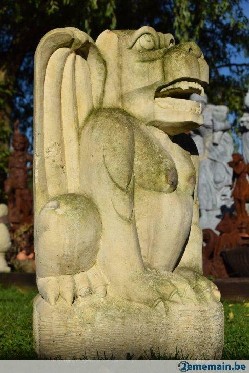 Grande gargouille,monstre ailé en pierre de France, Enlèvement, Utilisé, Pierre