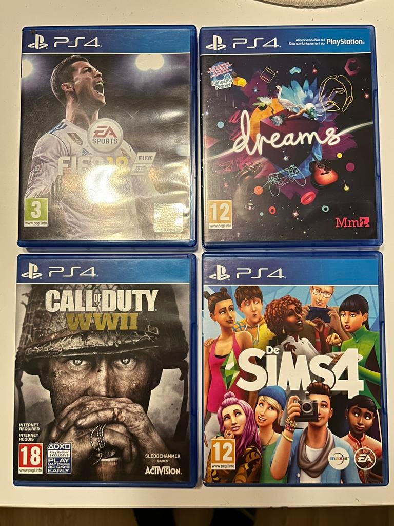 Games PS4 Call of Duty WW2, Fifa 18, Sims4, Dreams, Ophalen, Zo goed als nieuw