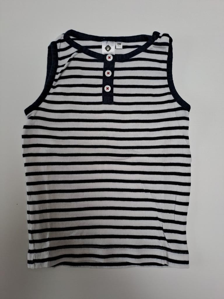 Mt 86 Donkerblauw wit gestreept onderhemdje, Nacht- of Onderkleding, Gebruikt, Grain de Blé, Ophalen of Verzenden