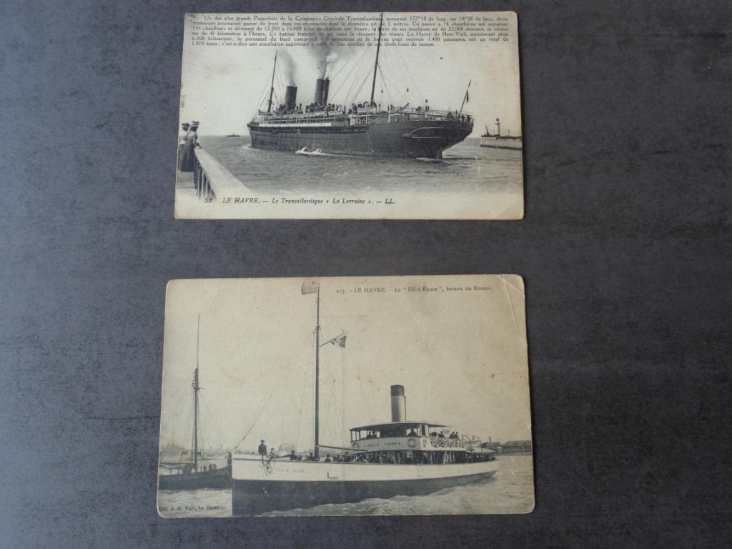 2 oude postkaarten „Le Havre” in Frankrijk (boats), Ophalen, Frankrijk