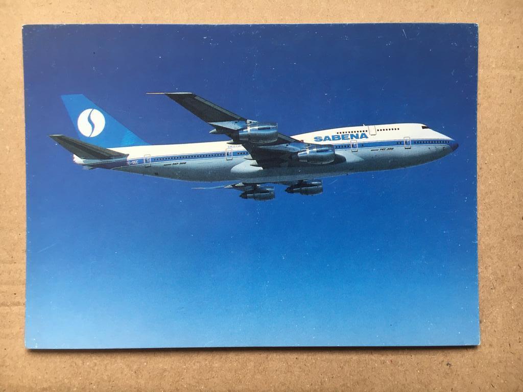 Postkaart : Sabena Boeing 747., Ophalen of Verzenden, Nieuw, Kaart, Foto of Prent