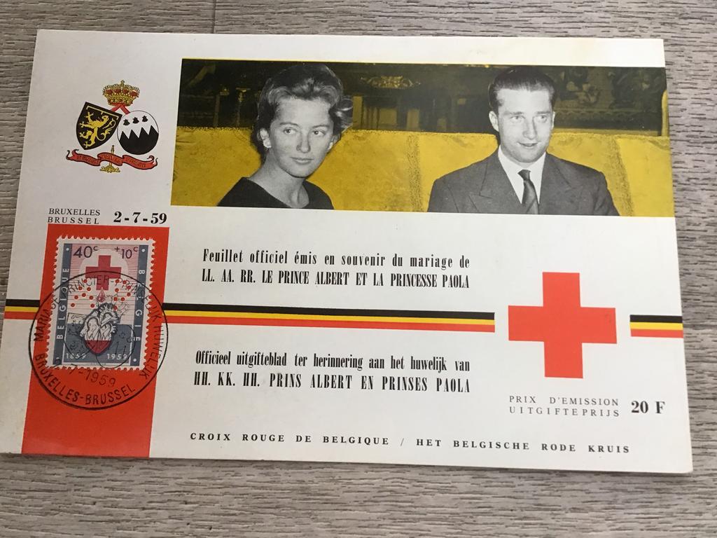 Postzegel  1959 / Het rode kruis / Albert en Paola, Postzegels en Munten, Ophalen of Verzenden, Rode kruis