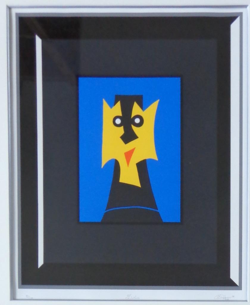 MICHEL HUSS / DARIUS / KLEURZEEFDRUK / 85x75cm / KADER / SIG, Antiquités & Art, Art | Lithographies & Sérigraphies, Signé, Enlèvement