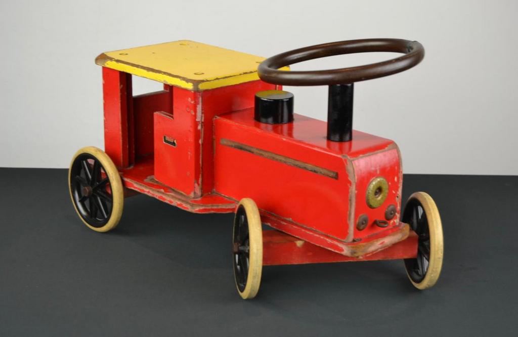 Vintage houten BRIO Speelgoed Locomotief Zitauto, Enlèvement ou Envoi