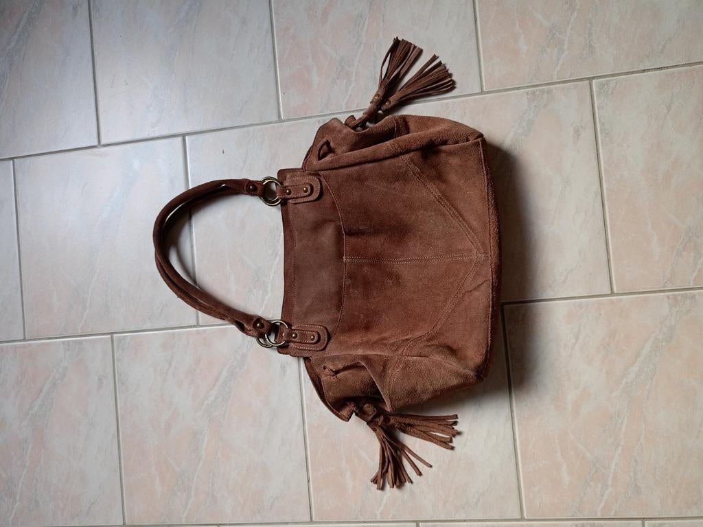 Sac en daim, Envoi, Comme neuf, Brun, Shopper