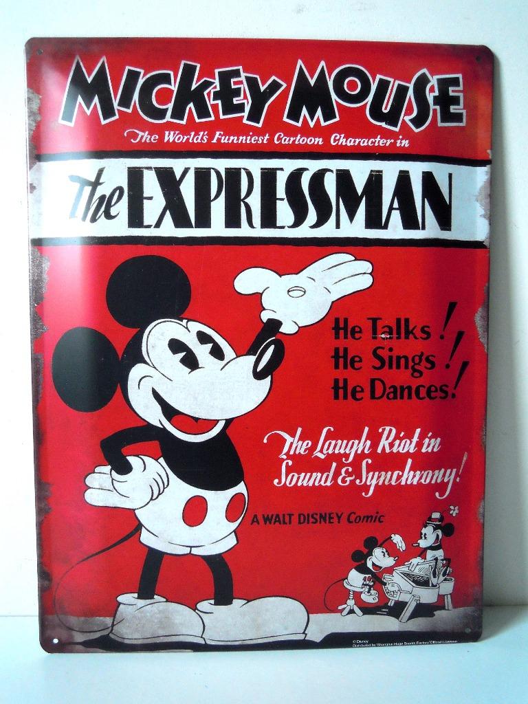 Metal wallplate Mickey Mouse, Ophalen of Verzenden, Mickey Mouse, Zo goed als nieuw, Plaatje of Poster