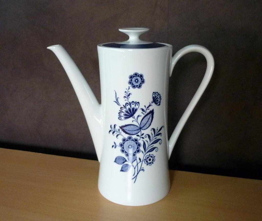 Grote witte koffiekan met blauwe bloemen Mitterteich Bavaria, Huis en Inrichting, Ophalen of Verzenden