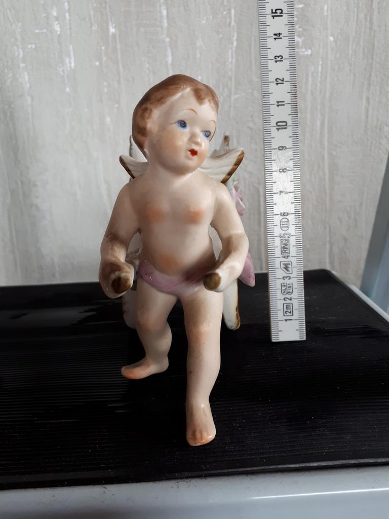 Engeltje met wagentje voor vb plantje, Verzamelen, Beelden en Beeldjes, Ophalen of Verzenden, Gebruikt