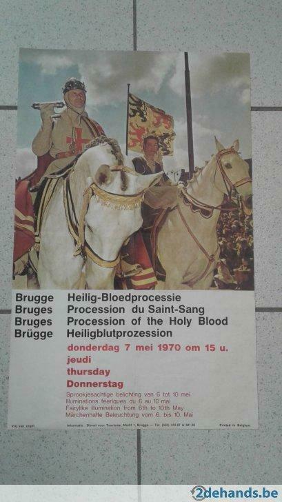 affiche Heilig Bloedprocessie donderdag 7 mei 1970, Verzamelen, Ophalen of Verzenden, Gebruikt, Overige onderwerpen
