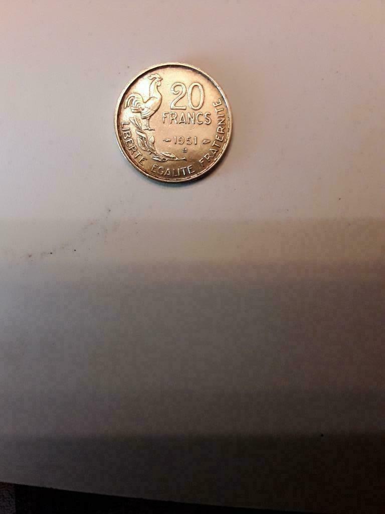 Pièce de monnaie  20 fr français  1951 avec la lettre B, Ophalen of Verzenden, Munten