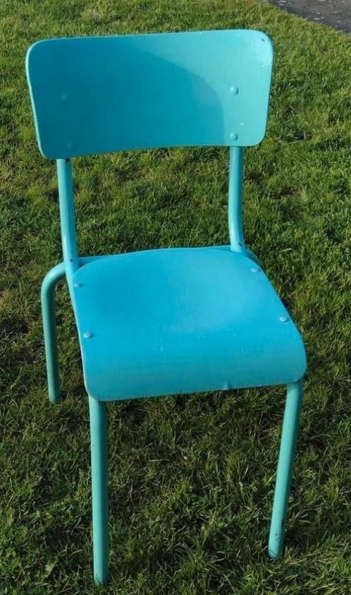 Vintage schoolstoel, Ophalen, Gebruikt, Blauw, Vintage