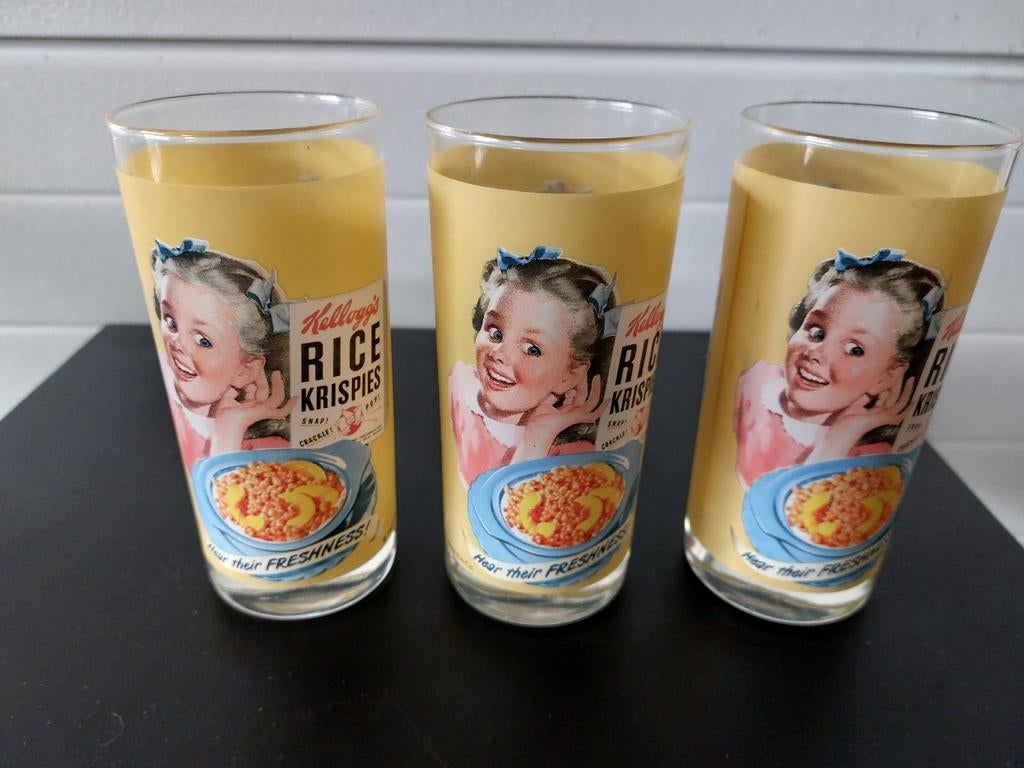 Leuke glaasjes Rice krispies, Verzamelen, Ophalen of Verzenden, Zo goed als nieuw, Frisdrankglas