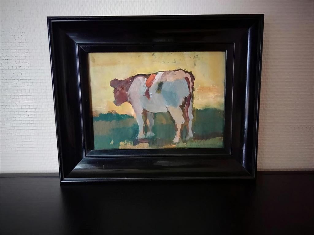 Koe Haagse school, Antiek en Kunst, Kunst | Schilderijen | Klassiek, Olieverf, Gesigneerd, Ophalen of Verzenden
