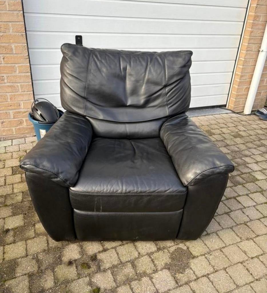 Lederen zetel, Huis en Inrichting, Fauteuils, Ophalen, Zo goed als nieuw