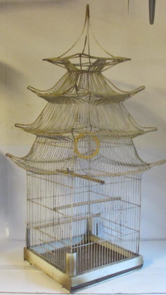 cage à oiseaux en fer vintage séparée pagode chinoise, Enlèvement