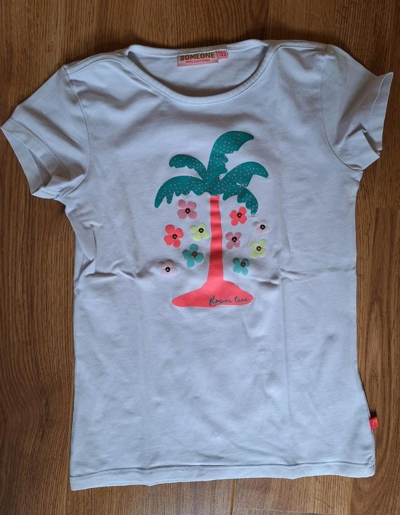 Someone witte shirt palmboom 122, Kinderen en Baby's, Kinderkleding | Maat 122, Gebruikt, Meisje, Shirt of Longsleeve, Ophalen of Verzenden
