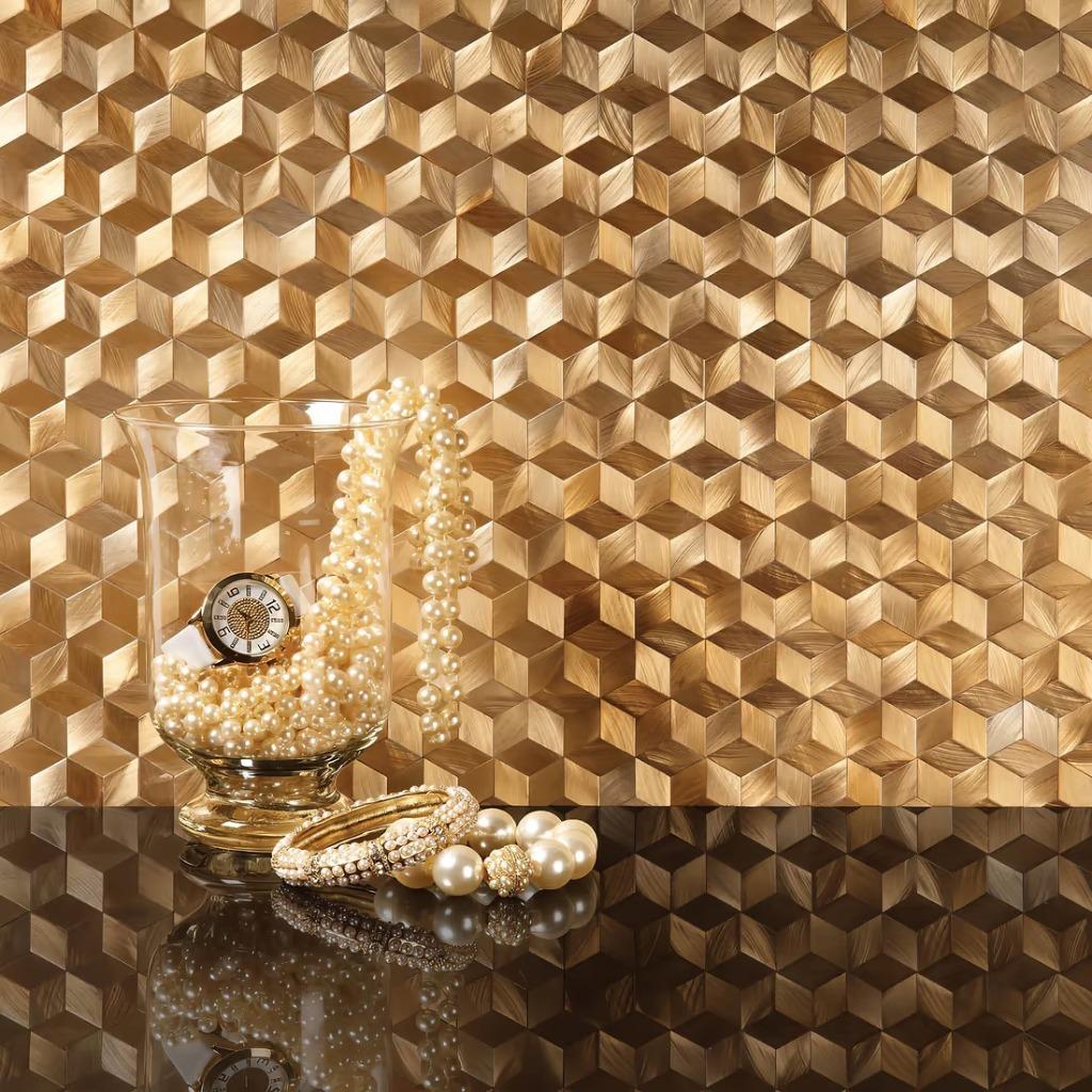 mozaiek stellar gold bronze op matje 300x300x8mm, 20 à 40 cm, Enlèvement, Autres matériaux, 20 à 40 cm