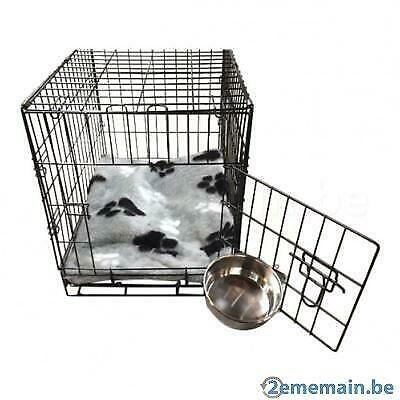 Cage complète avec bac + coussin gris clair + bol inox 6 TAI, Envoi, Neuf