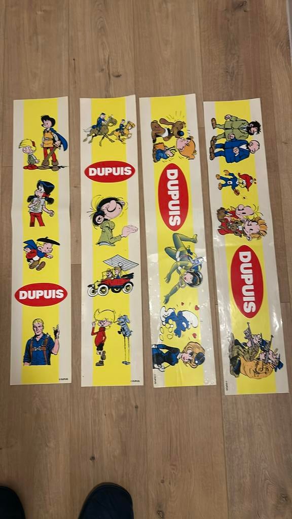 Set 4 mega stickers Dupuis jaren 80 franquin peyo roba, Ophalen of Verzenden, Zo goed als nieuw