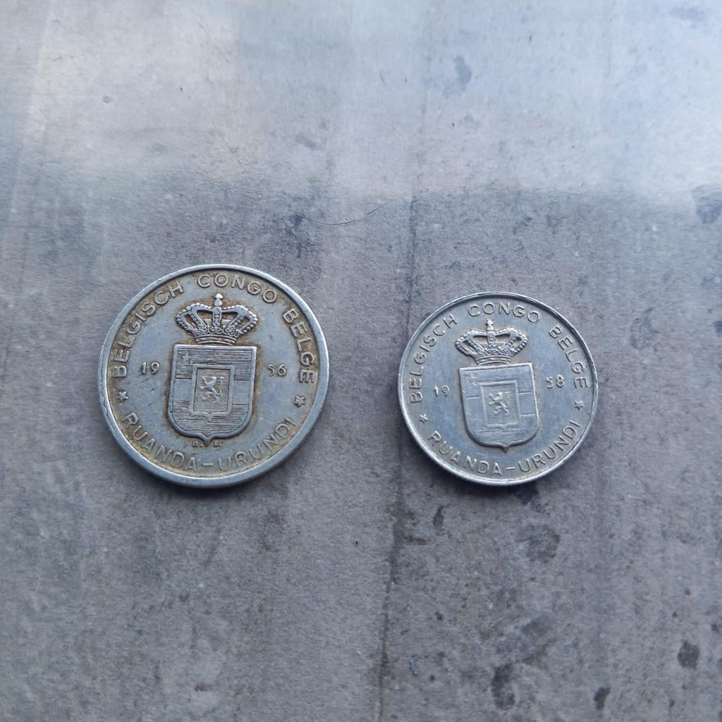 België Congo munten 1956/58, Ophalen of Verzenden