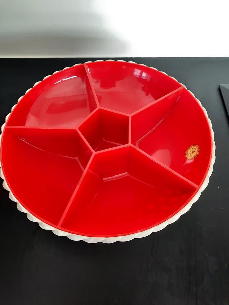 Emsa snack schaal rood-wit vintage, Ophalen of Verzenden, Zo goed als nieuw