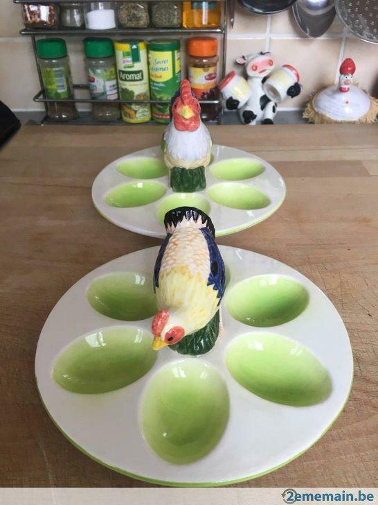 Paire de porte oeufs poule et coque, Utilisé