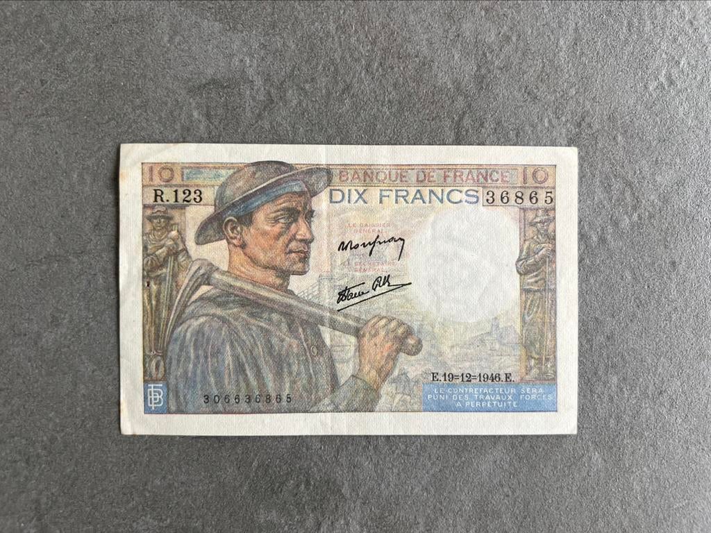 Billet de banque France 10 francs Mineur 1946, Timbres & Monnaies, Enlèvement ou Envoi, France, Billets en vrac