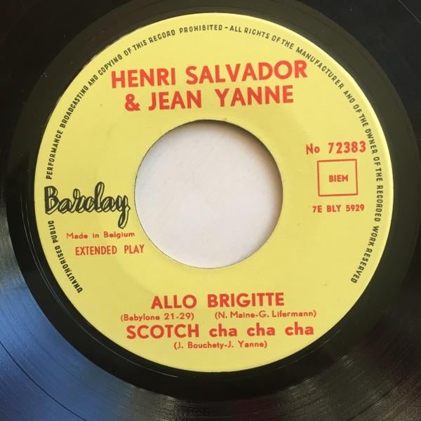 Henri Salvador & Jean Yanne - Allo Brigitte "Popcorn Cha Cha, Cd's en Dvd's, Vinyl Singles, Gebruikt, EP, Pop, 7 inch, Ophalen of Verzenden