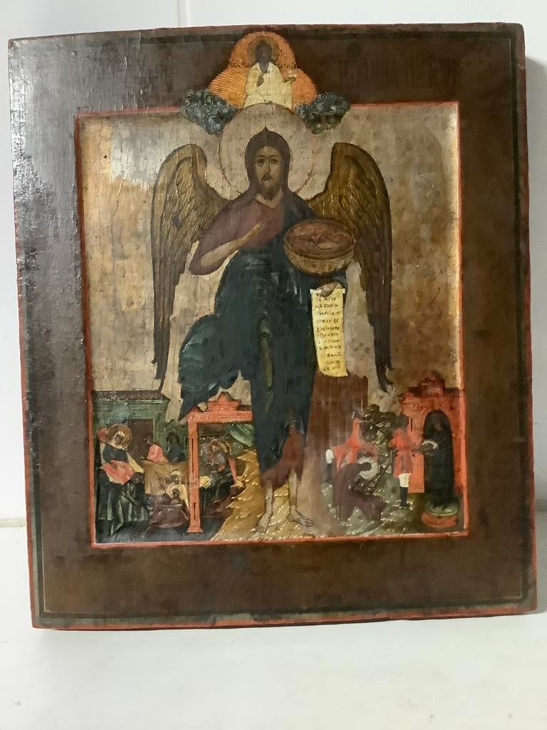 Antieke Russische icoon St John the Baptist, Ophalen