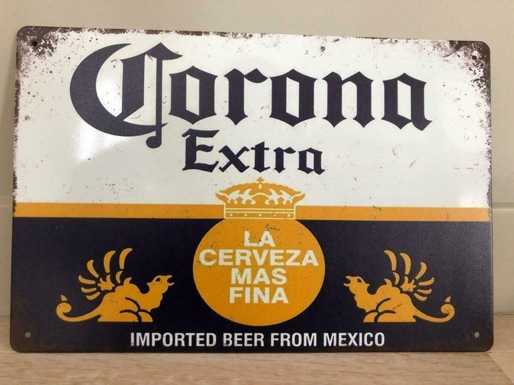 Plaque murale look vintage en métal à bière Corona Extra 20x, Enlèvement ou Envoi, Neuf, Panneau, Plaque ou Plaquette publicitaire
